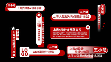 简洁党政红色字幕条动画展示字幕花字