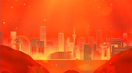 党政红绸城市背景AE模板
