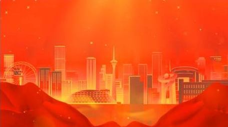 党政红绸城市背景AE模板