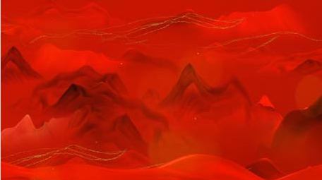 党政红绸山水背景AE模板