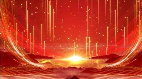 红色山脉红绸金山舞台主题背景视频