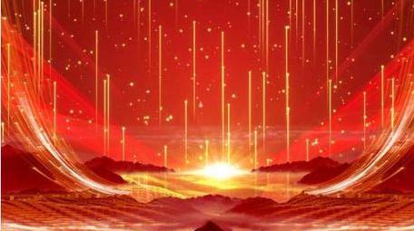 红色山脉红绸金山舞台主题背景视频