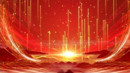 红色山脉红绸金山舞台主题背景视频