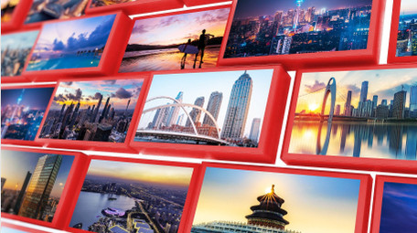 红色党建立体照片墙多图展示AE模版