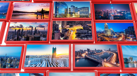 红色党建立体照片墙多图展示AE模版