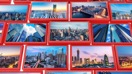 红色党建立体照片墙多图展示AE模版