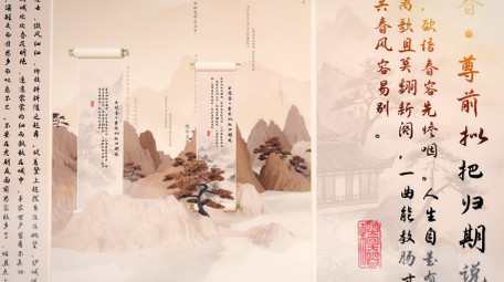 中国风水墨画卷三维片头AE模板