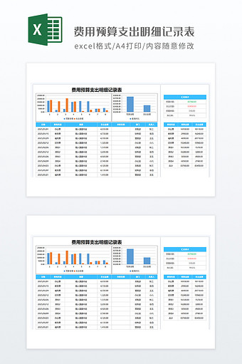 带图表费用预算支出明细记录表