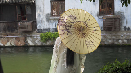 人文休闲生活汉服美女江南古镇旅游4K实拍