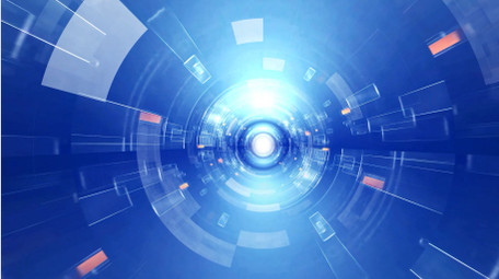 蓝色科技圆形空间穿梭背景视频