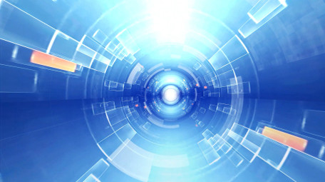 蓝色科技圆形空间穿梭背景视频