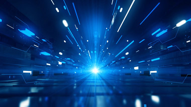 大气三维蓝色科技光效穿梭效果背景视频