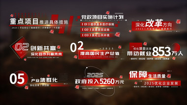 红色党政工作项目汇报字幕条AE模版