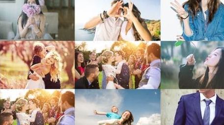 唯美光影图片汇聚照片墙片头AE模板