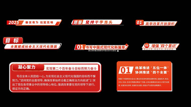 红色党政字幕条动画展示字幕花字