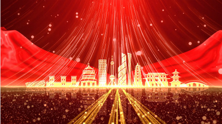 红金党政粒子飞散舞台背景视频