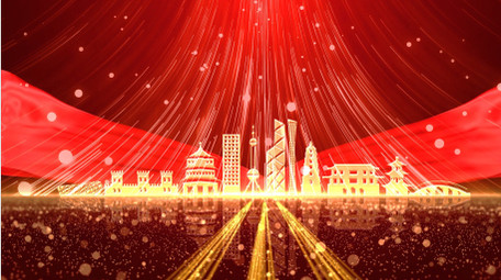 红金党政粒子飞散舞台背景视频