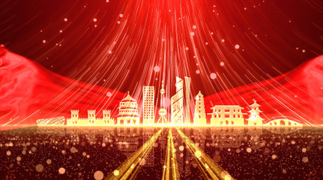 红金党政粒子飞散舞台背景视频