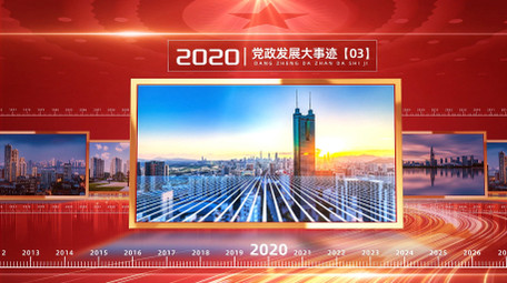 红色立体党政时间线大事记图文AE模版