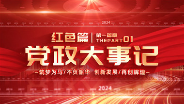 红色立体党政时间线大事记图文AE模版