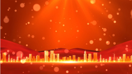 大气红色党政红绸城市背景视频