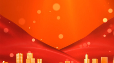 大气红色党政红绸城市背景视频