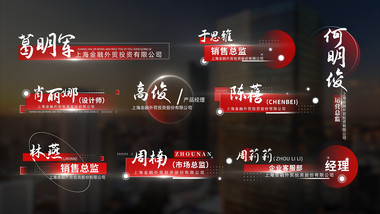 红色简洁党政人名字幕条AE模版