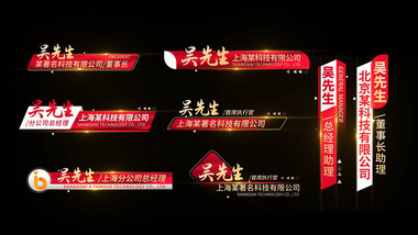 简洁红色党政人名条AE模板