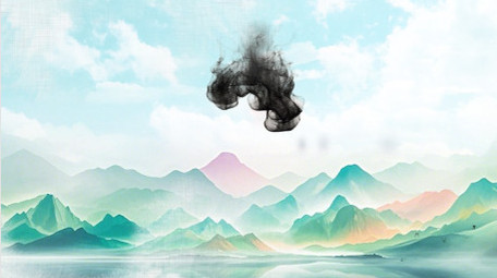 简洁国风水墨晕染古风片头AE模板