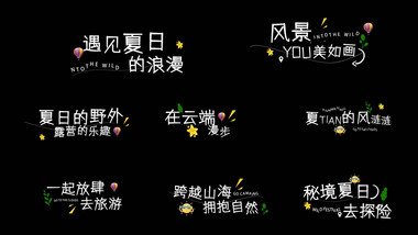 清新浪漫夏日旅游动画展示字幕花字