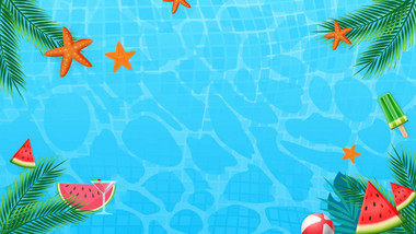 清凉夏季水池动画展示背景视频