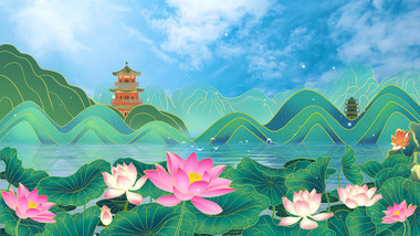 唯美夏日动态背景视频AE模板