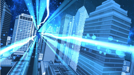 科技城市粒子光线穿梭片头模板