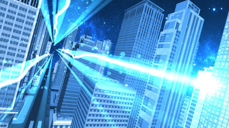 科技城市粒子光线穿梭片头模板