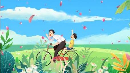 父亲节温馨旅游动画背景视频