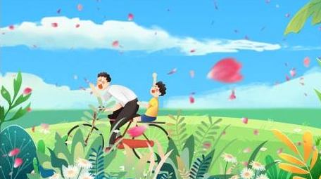 父亲节温馨旅游动画背景视频