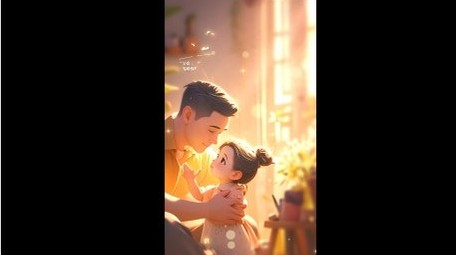 唯美温馨卡通父亲节片头竖版视频