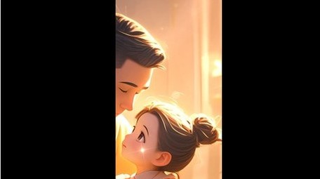 唯美温馨卡通父亲节片头竖版视频