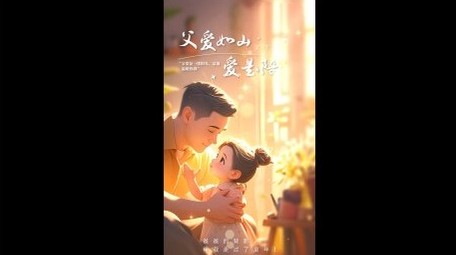 唯美温馨卡通父亲节片头竖版视频