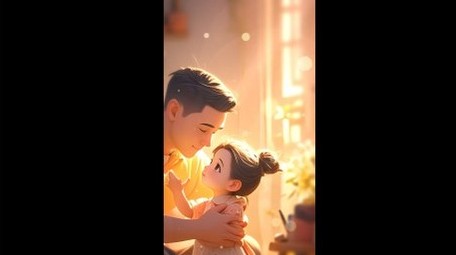 唯美温馨卡通父亲节片头竖版视频