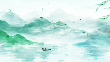 中国风水墨意境心态山水动画背景视频