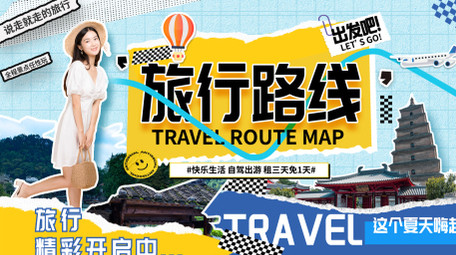 拼贴风旅游攻略路线展示AE模板