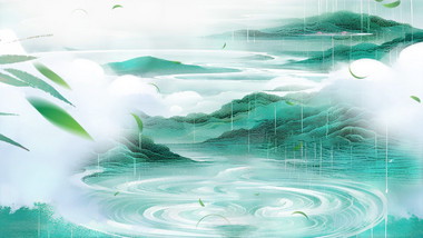 中国风唯美卡通国风山水背景视频