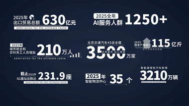 简洁企业科技数据动画字幕花字