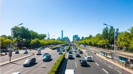 北京三环城市街道CBD建筑群延时