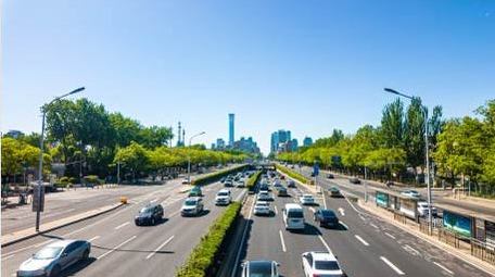北京三环城市街道CBD建筑群延时