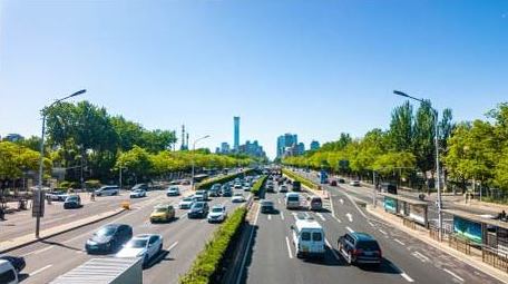 北京三环城市街道CBD建筑群延时