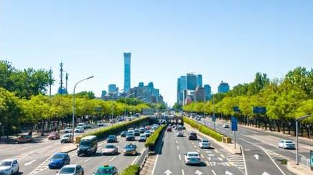 北京三环城市街道CBD建筑群延时