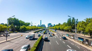北京三环城市街道CBD建筑群延时
