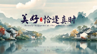 水墨意境山水画风片头AE模板